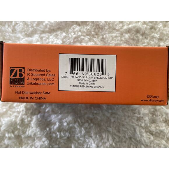 Disney Stitch & Scrump Halloween Skeleton Ceramic Salt & Pepper Shakers NEW - Picture 6 of 10